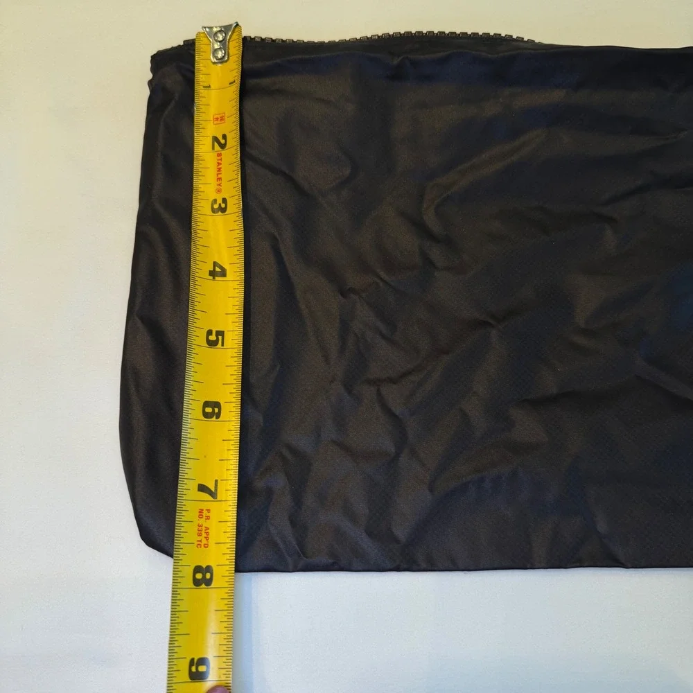 MZ Wallace Black Nylon Zipper Pouch Organizer Bag with Leather Logo Patch Large